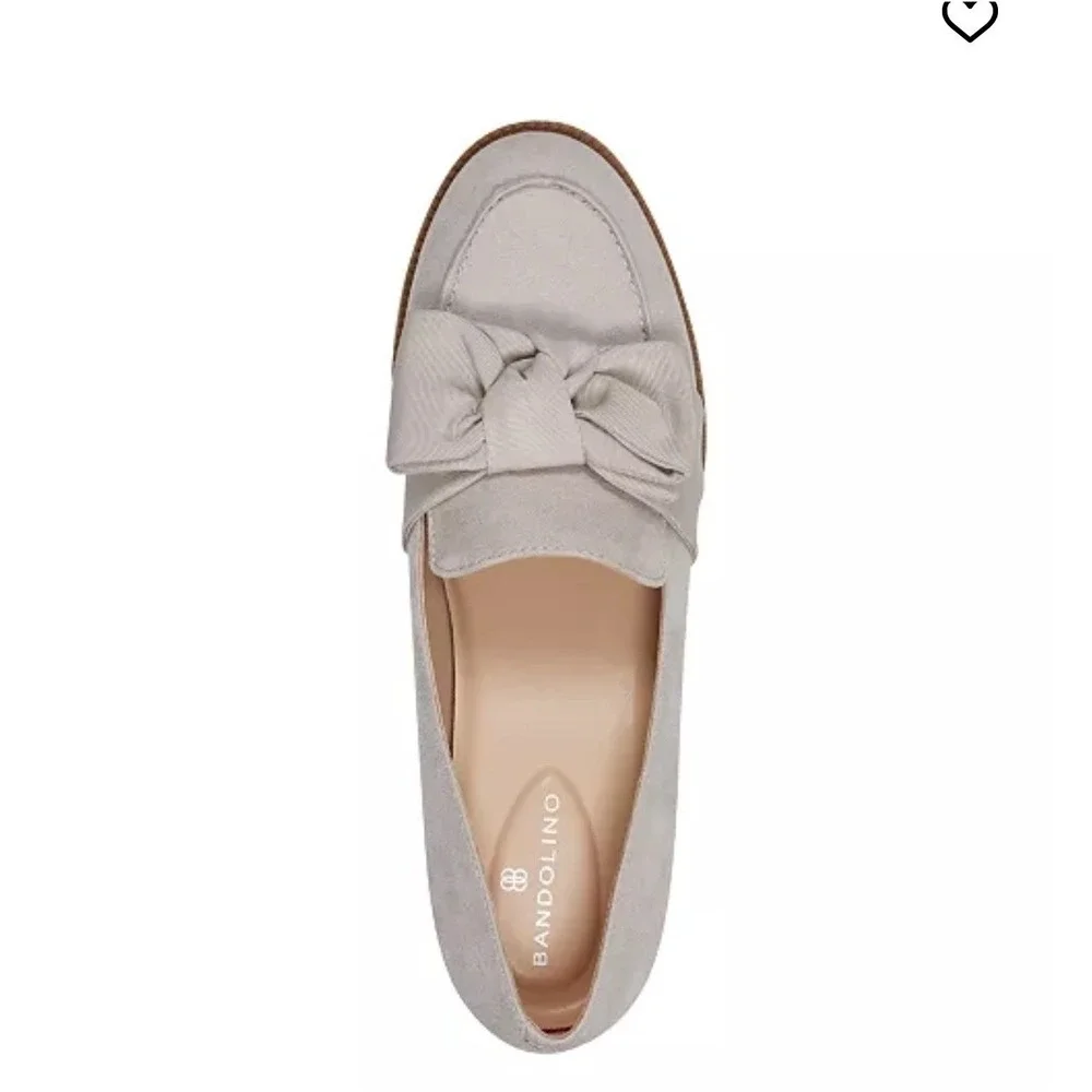 New Bandolino Lindio Bow‎ Loafers Light Natural 8.5 M Comfortable Slip On Shoes